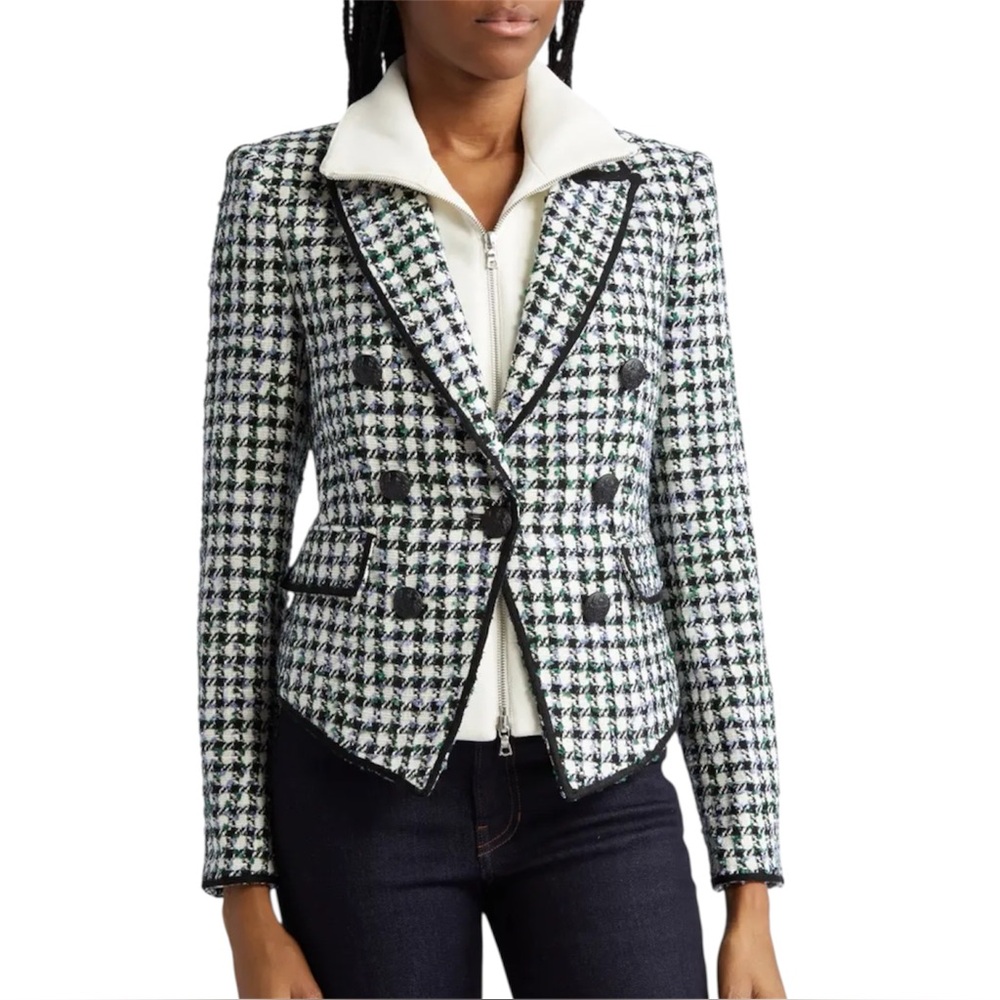 Veronica Beard Diego Metallic Check Tweed Jacket Size 6 NWOT
